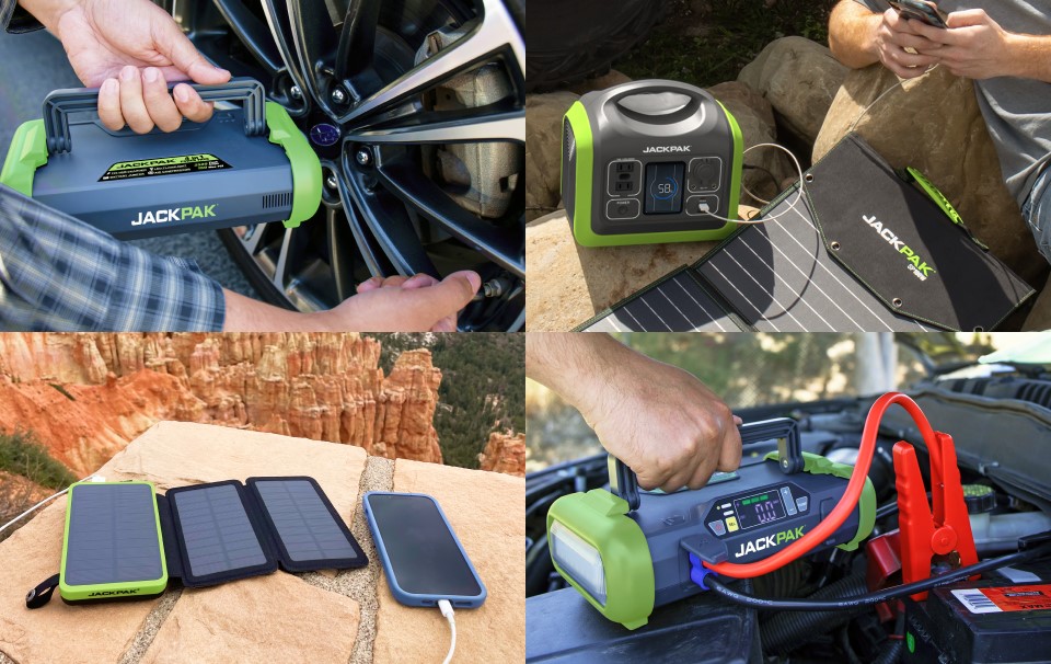 JackPak’s rugged solar power banks, foldable panels, and emergency radios keep you prepared anywhere.
